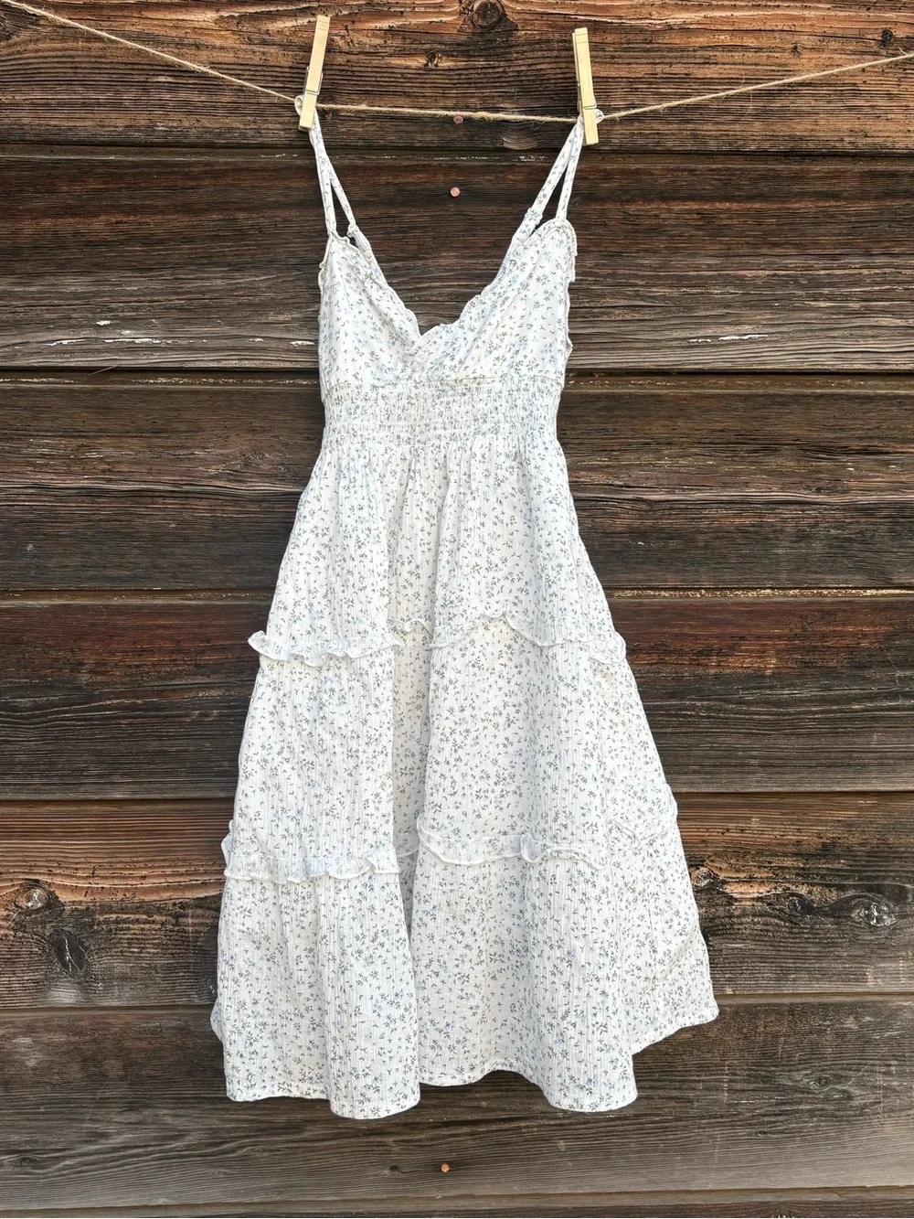 H&M White Sundress with Blue Floral Print